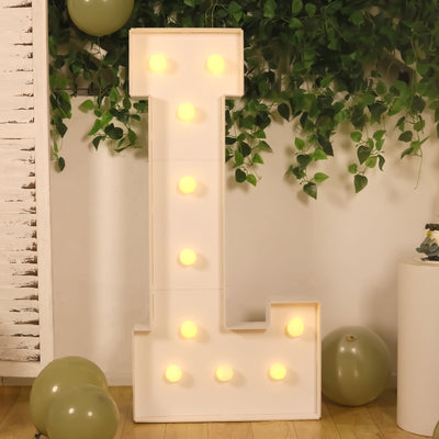 4ft Giant LED Marquee Letter "L", White Pre-Cut Foam Board with 10 Warm White Battery Operated LEDs, Glue Gun and Sticks