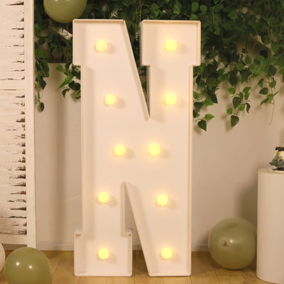 4ft Giant LED Marquee Letter "N", White Pre-Cut Foam Board with 10 Warm White Battery Operated LEDs, Glue Gun and Sticks