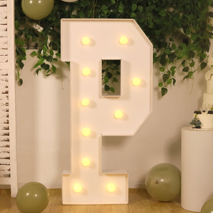 4ft Giant LED Marquee Letter "P", White Pre-Cut Foam Board with 10 Warm White Battery Operated LEDs, Glue Gun and Sticks