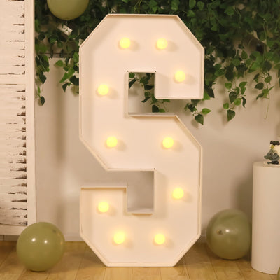 4ft Giant LED Marquee Letter "S", White Pre-Cut Foam Board with 10 Warm White Battery Operated LEDs, Glue Gun and Sticks
