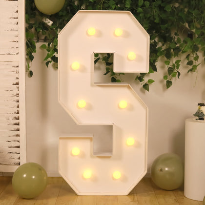 4ft Giant LED Marquee Letter "S", White Pre-Cut Foam Board with 10 Warm White Battery Operated LEDs, Glue Gun and Sticks