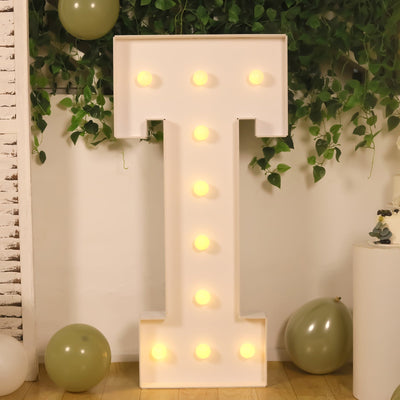4ft Giant LED Marquee Letter "T", White Pre-Cut Foam Board with 10 Warm White Battery Operated LEDs, Glue Gun and Sticks