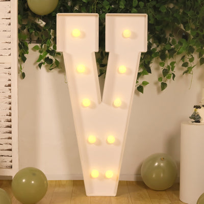 4ft Giant LED Marquee Letter "V", White Pre-Cut Foam Board with 10 Warm White Battery Operated LEDs, Glue Gun and Sticks
