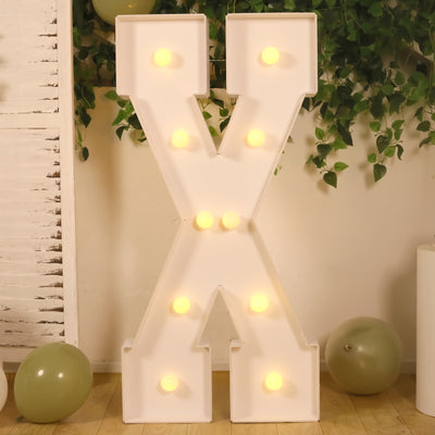 4ft Giant LED Marquee Letter "X", White Pre-Cut Foam Board with 10 Warm White Battery Operated LEDs, Glue Gun and Sticks