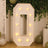 Large decorative marquee number zero with lights, set against a plant backdrop.
