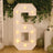 Large illuminated number 6 marquee sign with warm lights against green foliage backdrop.
