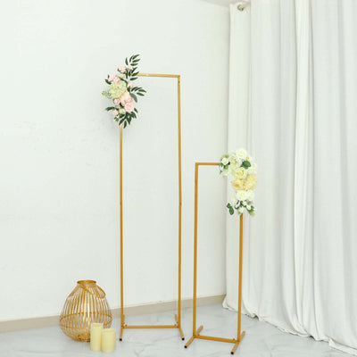 Slim Gold Metal Frame Wedding Arch, Rectangular Backdrop Stand, Floral Display Frame 5.5ft