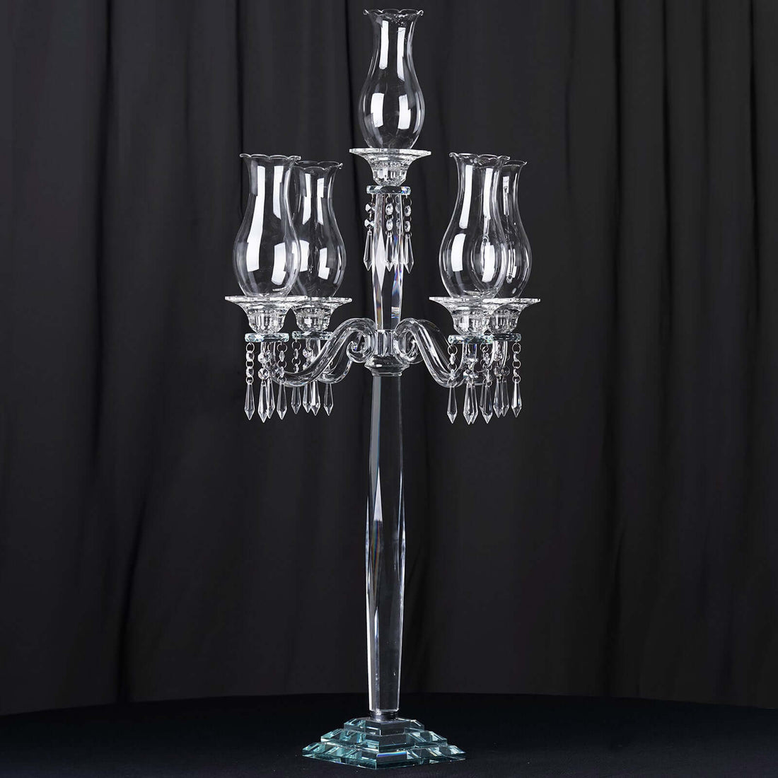 Elegant crystal candelabra with three glass holders