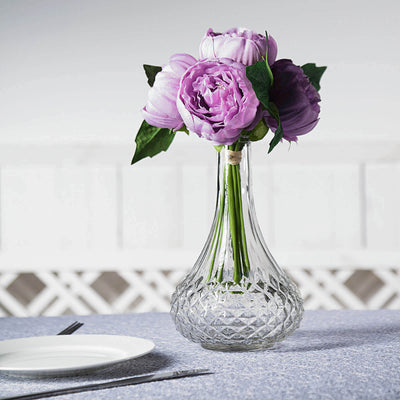 Lavender Lilac Artificial Silk Peony Bouquet – 5 Flower Heads, Peony Floral Spray