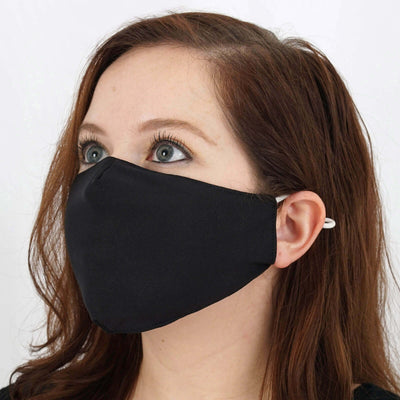 5 Pack Black Ultra Soft 100% Organic Cotton Face Masks, Reusable Fabric Masks With Soft Ear Loops 2 Ply