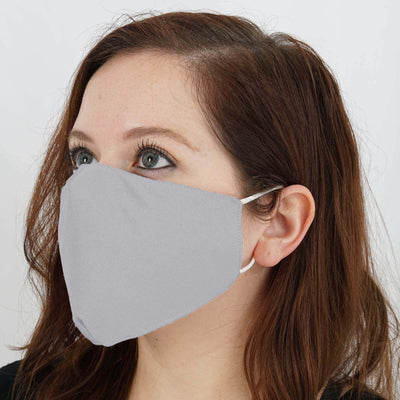 5 Pack Silver Ultra Soft 100% Organic Cotton Face Masks, Reusable Fabric Masks With Soft Ear Loops 2 Ply