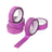 Glitter pink washi tape rolls stacked and unrolled on a white background.
