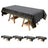 Black tablecloth with gold dot design, perfect for events and gatherings.
