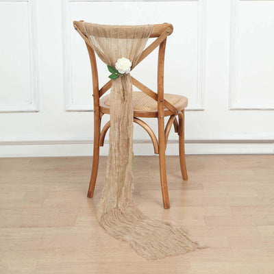 5 Pack Cheesecloth Gauze Chair Sashes 16"x88" Beige - Boho Decorative Accent