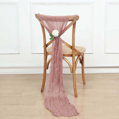 5 Pack Cheesecloth Gauze Chair Sashes 16"x88" Dusty Rose - Boho Decorative Accent