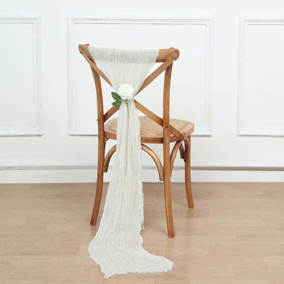 5 Pack Cheesecloth Gauze Chair Sashes 16"x88" Ivory - Refined Boho Decorative Accent for Events