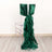 Green satin chair sash with ruffled design draped on a clear chair.