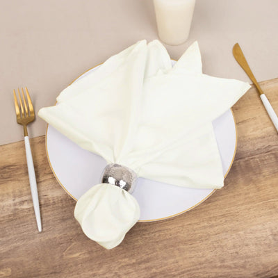 5 Pack Cotton Blend Napkins 20"x20" Ivory - Durable & Wrinkle Resistant Cloth Napkins