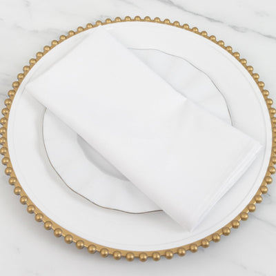 5 Pack Cotton Blend Napkins 20"x20" White - Durable & Wrinkle Resistant Cloth Napkins for Casual or Formal Events