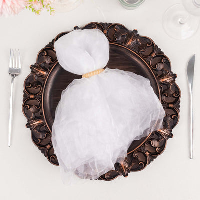 5 Pack Crinkled Organza Napkins 21"x21" White - Sheer Lightweight Cloth Napkins for Weddings & Events