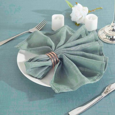 5 Pack Faux Linen Napkins 20"x20" Dusty Blue - Slubby Textured & Wrinkle Resistant Dinner Napkins