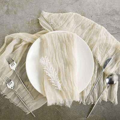 5 Pack Gauze Cheesecloth Napkins 24"x19" Cream - Reusable Boho Dinner Napkins