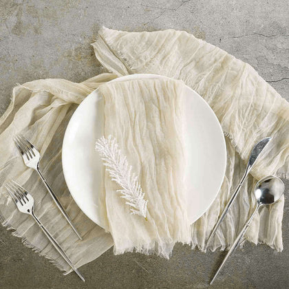 5 Pack Gauze Cheesecloth Napkins 24"x19" Cream - Reusable Boho Dinner Napkins