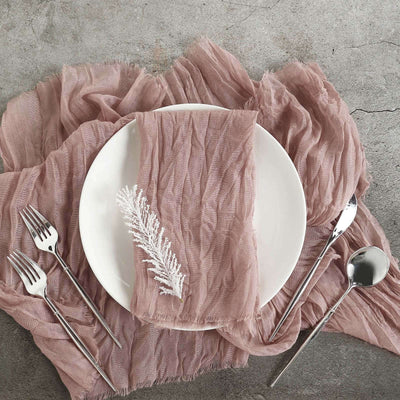 5 Pack Gauze Cheesecloth Napkins 24"x19" Dusty Rose - Reusable Boho Dinner Napkins