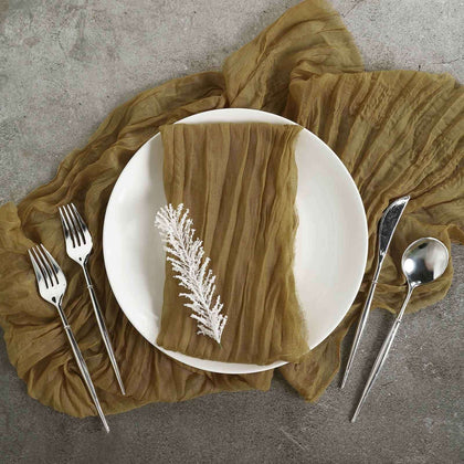 5 Pack Gauze Cheesecloth Napkins 24"x19" Gold - Reusable Cloth Napkins for Rustic Farmhouse Table Settings