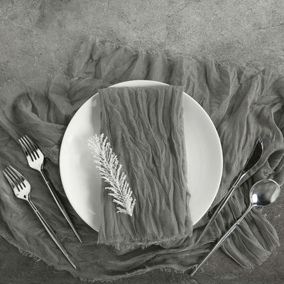 5 Pack Gauze Cheesecloth Napkins 24"x19" Gray - Reusable Boho Dinner Napkins