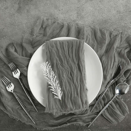 5 Pack Gauze Cheesecloth Napkins 24"x19" Gray - Reusable Boho Dinner Napkins