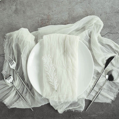5 Pack Gauze Cheesecloth Napkins 24"x19" Ivory - Reusable Boho Dinner Napkins