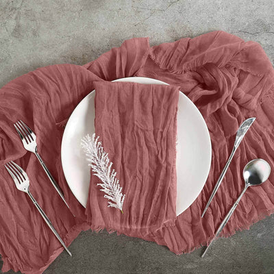 5 Pack Gauze Cheesecloth Napkins 24"x19" Mauve/Cinnamon Rose - Reusable Boho Dinner Napkins