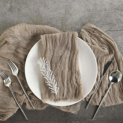5 Pack Gauze Cheesecloth Napkins 24"x19" Natural - Reusable Boho Dinner Napkins