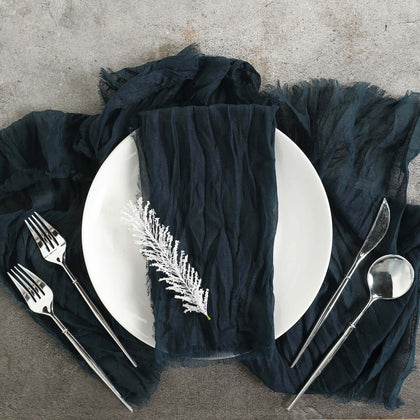 5 Pack Gauze Cheesecloth Napkins 24"x19" Navy Blue - Reusable Boho Dinner Napkins