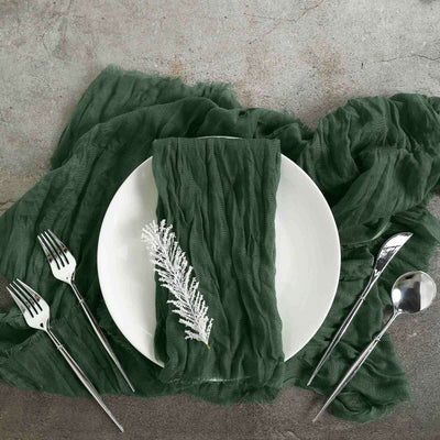 5 Pack Gauze Cheesecloth Napkins 24"x19" Olive Green - Reusable Boho Dinner Napkins