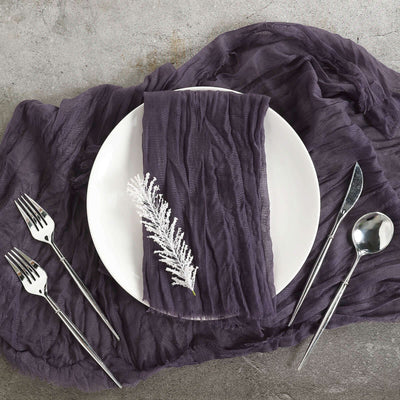 5 Pack Gauze Cheesecloth Napkins 24"x19" Purple - Reusable Boho Dinner Napkins