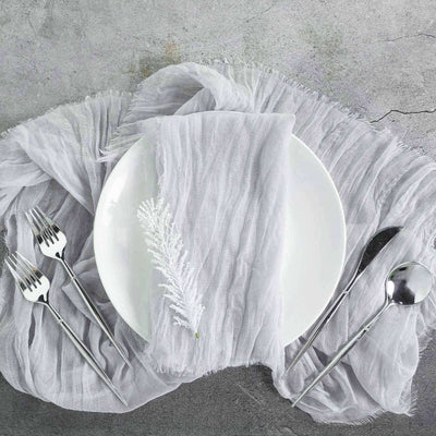 5 Pack Gauze Cheesecloth Napkins 24"x19" Silver - Reusable Boho Dinner Napkins