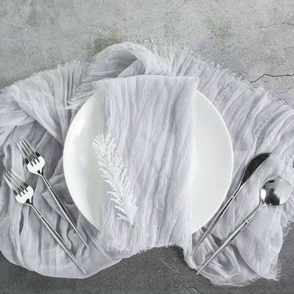 5 Pack Gauze Cheesecloth Napkins 24"x19" Silver - Reusable Boho Dinner Napkins
