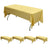 Yellow tablecloth draped over a folding table, showcasing its full shape.