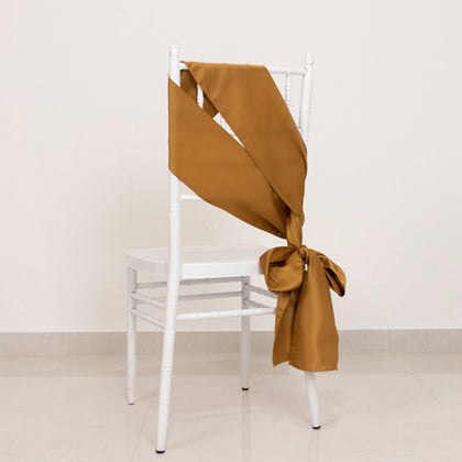 5 Pack Lamour Satin Chair Sashes 6"x106" Gold - Stylish Reusable Decorative Bows for Events