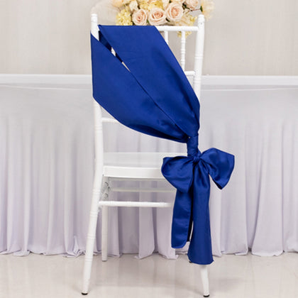 5 Pack Lamour Satin Chair Sashes 6"x106" Royal Blue - Reusable Decorative Bows