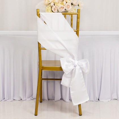 5 Pack Lamour Satin Chair Sashes 6"x106" White - Stylish Reusable Decorative Bows for Events