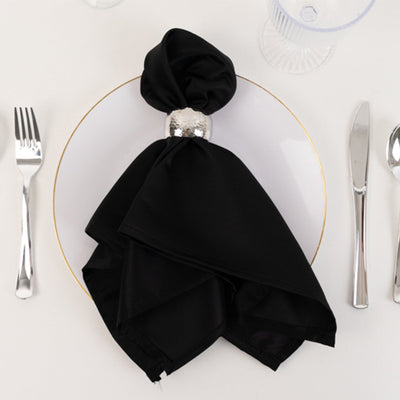 5 Pack Lamour Satin Napkins 20"x20" Black - Luxe Soft Matte Textured Cloth Napkins for Weddings, Parties & Formal Events