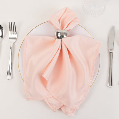 5 Pack Lamour Satin Napkins 20"x20" Blush - Soft Matte Textured Dinner Napkins
