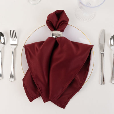 5 Pack Lamour Satin Napkins 20"x20" Burgundy - Soft Matte Textured Dinner Napkins