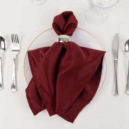 5 Pack Lamour Satin Napkins 20"x20" Burgundy - Soft Matte Textured Dinner Napkins