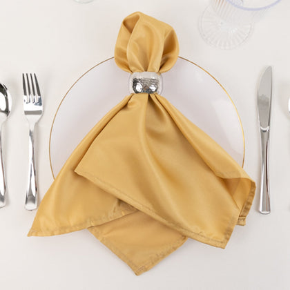 5 Pack Lamour Satin Napkins 20"x20" Champagne - Soft Matte Textured Dinner Napkins