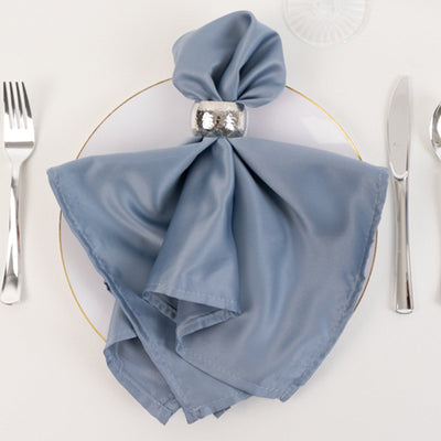 5 Pack Lamour Satin Napkins 20"x20" Dusty Blue - Soft Matte Textured Dinner Napkins