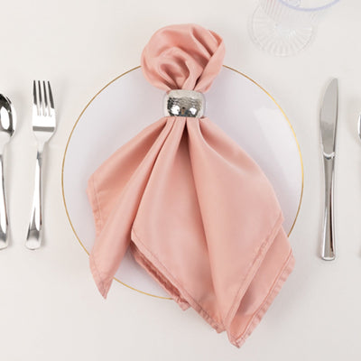 5 Pack Lamour Satin Napkins 20"x20" Dusty Rose - Soft Matte Textured Dinner Napkins